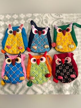 6 of Colorful Owl Pouches Small bags